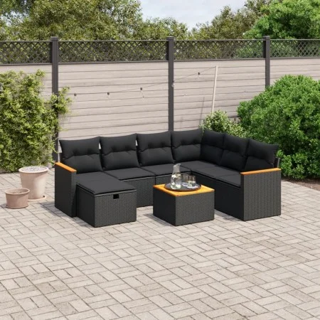 8-piece garden sofa set and black synthetic rattan cushions by , Garden sets - Ref: Foro24-3265332, Price: 493,34 €, Discount: %