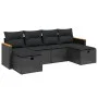 6-teiliges Gartensofa-Set und schwarze synthetische Rattankissen von , Gartensets - Ref: Foro24-3265339, Preis: 357,07 €, Rab...