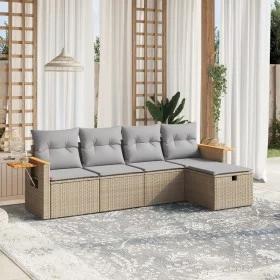 Garden sofa set with beige cushions mix 5 pieces PE rattan by , Garden sets - Ref: Foro24-3265504, Price: 315,77 €, Discount: %