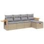 Gartensofa-Set mit beigem Kissenmix, 5-teilig aus PE-Rattan von , Gartensets - Ref: Foro24-3265504, Preis: 315,47 €, Rabatt: %