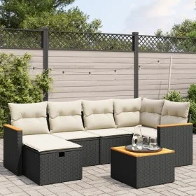 7-piece garden dining set and black synthetic rattan cushions by , Garden sets - Ref: Foro24-3265305, Price: 396,42 €, Discou...