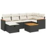 Set de comedor de jardín 7 pzas y cojines ratán sintético negro de , Conjuntos de jardín - Ref: Foro24-3265305, Precio: 396,4...