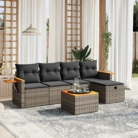 6-teiliges Gartenmöbel-Set und graue synthetische Rattankissen von , Gartensets - Ref: Foro24-3265512, Preis: 348,35 €, Rabat...
