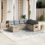 Gartensofa-Set mit beigem Kissenmix, 7-teilig aus PE-Rattan von , Gartensets - Ref: Foro24-3265546, Preis: 454,22 €, Rabatt: %