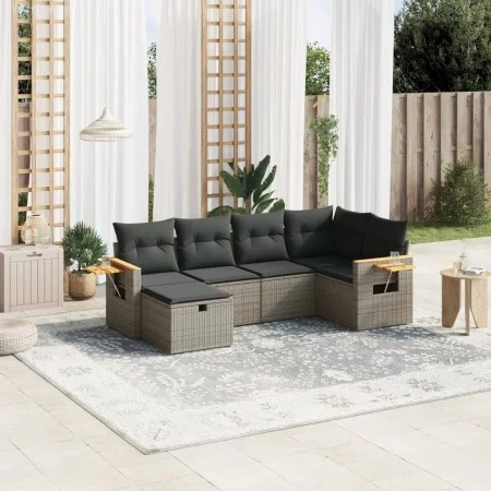 6-teiliges Gartenmöbel-Set und graue synthetische Rattankissen von , Gartensets - Ref: Foro24-3265519, Preis: 379,71 €, Rabat...