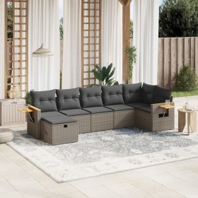 7-piece garden sofa set with gray PE rattan cushions by , Garden sets - Ref: Foro24-3265533, Price: 427,95 €, Discount: %