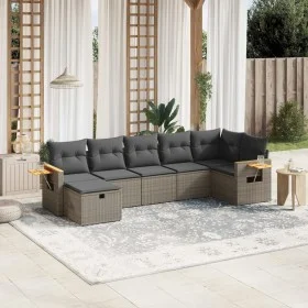 7-piece garden sofa set with gray PE rattan cushions by , Garden sets - Ref: Foro24-3265533, Price: 429,84 €, Discount: %
