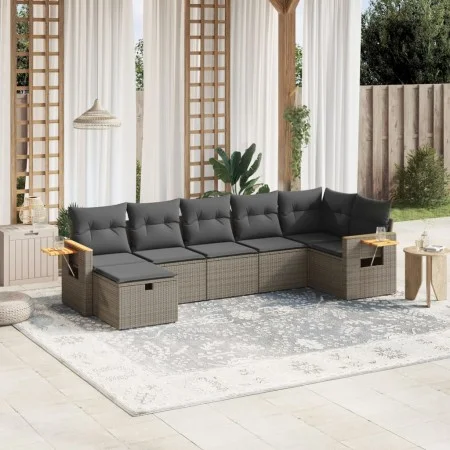 7-piece garden sofa set with gray PE rattan cushions by , Garden sets - Ref: Foro24-3265533, Price: 429,84 €, Discount: %