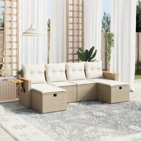 Garden sofa set with cushions 6 pieces beige synthetic rattan by , Garden sets - Ref: Foro24-3265559, Price: 443,15 €, Discou...