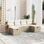 Garden sofa set with cushions 6 pieces beige synthetic rattan by , Garden sets - Ref: Foro24-3265559, Price: 443,15 €, Discou...
