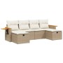 Gartensofa-Set mit Kissen, 6-teilig, beiges synthetisches Rattan von , Gartensets - Ref: Foro24-3265559, Preis: 425,16 €, Rab...
