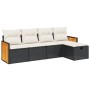 Set de muebles de jardín 5 pzas y cojines ratán sintético negro de , Conjuntos de jardín - Ref: Foro24-3265718, Precio: 284,23 €