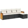 Set de muebles de jardín 5 pzas y cojines ratán sintético negro de , Conjuntos de jardín - Ref: Foro24-3265718, Precio: 290,5...