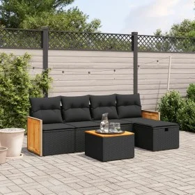 6-teiliges Gartensofa-Set und schwarze synthetische Rattankissen von , Gartensets - Ref: Foro24-3265724, Preis: 348,04 €, Rab...