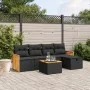 Set de sofás de jardín 6 piezas y cojines ratán sintético negro de , Conjuntos de jardín - Ref: Foro24-3265724, Precio: 349,5...