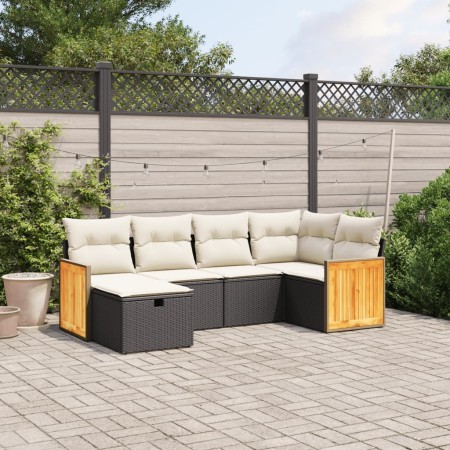6-piece garden sofa set and black synthetic rattan cushions by , Garden sets - Ref: Foro24-3265732, Price: 351,78 €, Discount: %