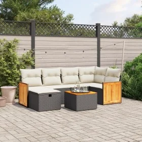 7-piece garden dining set and black synthetic rattan cushions by , Garden sets - Ref: Foro24-3265739, Price: 406,32 €, Discou...