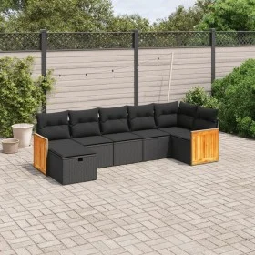 7-piece garden dining set and black synthetic rattan cushions by , Garden sets - Ref: Foro24-3265745, Price: 457,56 €, Discou...