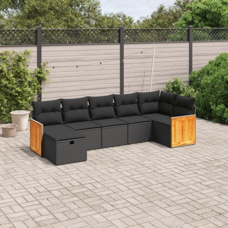 7-piece garden dining set and black synthetic rattan cushions by , Garden sets - Ref: Foro24-3265745, Price: 446,48 €, Discou...