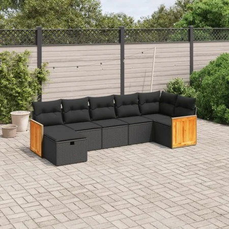 7-piece garden dining set and black synthetic rattan cushions by , Garden sets - Ref: Foro24-3265745, Price: 457,09 €, Discou...