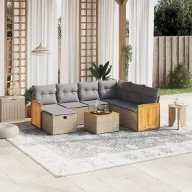 Gartensofa-Set mit beigem Kissenmix, 8-teilig aus PE-Rattan von , Gartensets - Ref: Foro24-3265770, Preis: 500,19 €, Rabatt: %