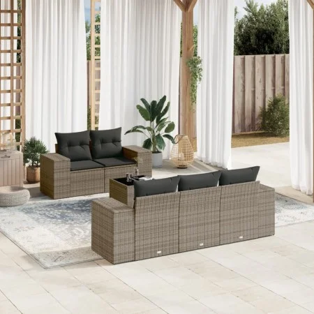 6-piece garden furniture set and gray synthetic rattan cushions by , Modular outdoor sofas - Ref: Foro24-3222299, Price: 444,...