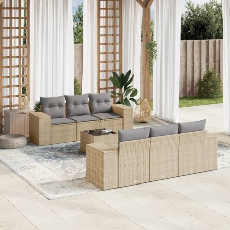 7-piece garden sofa set and beige synthetic rattan cushions by , Modular outdoor sofas - Ref: Foro24-3222308, Price: 474,54 €...