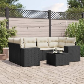 7-piece garden dining set and black synthetic rattan cushions by , Modular outdoor sofas - Ref: Foro24-3222315, Price: 428,30...