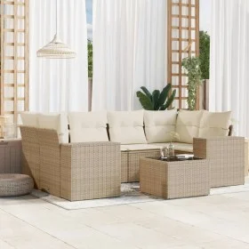 7-piece garden sofa set and beige synthetic rattan cushions by , Modular outdoor sofas - Ref: Foro24-3222317, Price: 508,20 €...