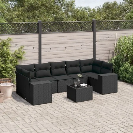 8-piece garden sofa set and black synthetic rattan cushions by , Modular outdoor sofas - Ref: Foro24-3222334, Price: 603,05 €...
