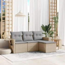 Garden sofa set with cushions 4 pieces beige synthetic rattan by , Garden sets - Ref: Foro24-3220068, Price: 248,46 €, Discou...
