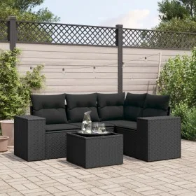 5-piece garden furniture set and black synthetic rattan cushions by , Modular outdoor sofas - Ref: Foro24-3222514, Price: 402...