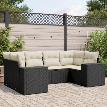 Set de sofás de jardín 6 piezas y cojines ratán sintético negro de , Conjuntos de jardín - Ref: Foro24-3222975, Precio: 408,7...