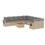 11-teiliges Gartensofa-Set mit beigen synthetischen Rattankissen von , Modulare Sofas für den Außenbereich - Ref: Foro24-3224...