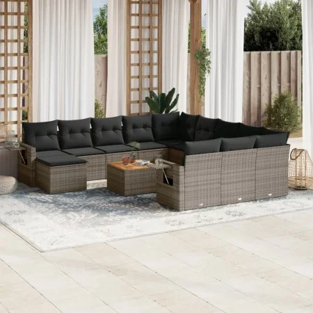 Garden sofa set with cushions 13 pieces gray synthetic rattan by , Modular outdoor sofas - Ref: Foro24-3224870, Price: 781,87...