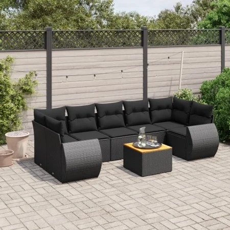 8-teiliges Gartensofa-Set und schwarze synthetische Rattankissen von , Gartensets - Ref: Foro24-3224914, Preis: 569,85 €, Rab...