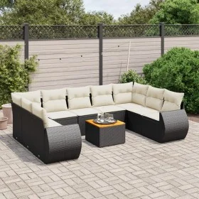 Garden sofa set 10 pieces with black synthetic rattan cushions by , Garden sets - Ref: Foro24-3225146, Price: 597,52 €, Disco...