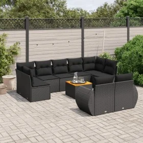 Gartensofa-Set 10-teilig mit schwarzen synthetischen Rattankissen von , Gartensets - Ref: Foro24-3225152, Preis: 641,81 €, Ra...