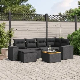 7-piece garden dining set and black synthetic rattan cushions by , Garden sets - Ref: Foro24-3225544, Price: 477,84 €, Discou...