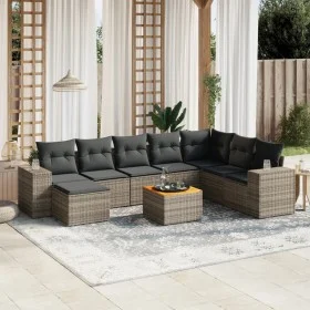 Set de muebles de jardín 9 pzas y cojines ratán sintético gris de , Conjuntos de jardín - Ref: Foro24-3225584, Precio: 542,07...