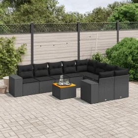 Garden sofa set 10 pieces with black synthetic rattan cushions by , Garden sets - Ref: Foro24-3225600, Price: 660,81 €, Disco...