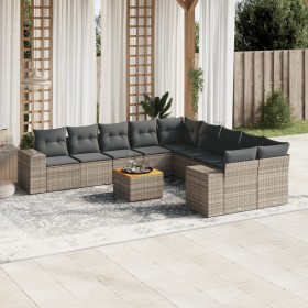 Set de sofás de jardín 11 pzas y cojines ratán sintético gris de , Conjuntos de jardín - Ref: Foro24-3225640, Precio: 652,52 ...