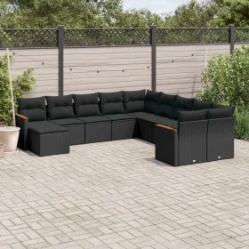 11-piece garden sofa set and black synthetic rattan cushions by , Garden sets - Ref: Foro24-3226566, Price: 696,60 €, Discoun...