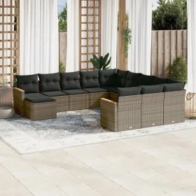 12-teiliges Gartensofa-Set mit grauen synthetischen Rattankissen von , Gartensets - Ref: Foro24-3226585, Preis: 671,09 €, Rab...