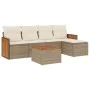 Garden sofa set with cushions 6 pieces beige synthetic rattan by , Garden sets - Ref: Foro24-3227605, Price: 375,49 €, Discou...