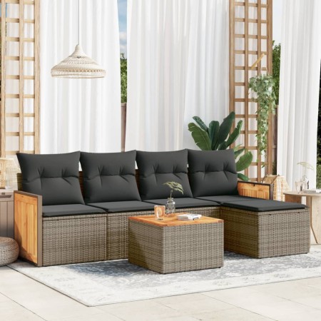 6-teiliges Gartenmöbel-Set und graue synthetische Rattankissen von , Gartensets - Ref: Foro24-3227607, Preis: 326,66 €, Rabat...