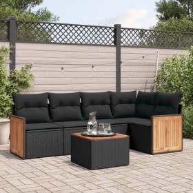 6-piece garden sofa set and black synthetic rattan cushions by , Garden sets - Ref: Foro24-3227630, Price: 370,37 €, Discount: %