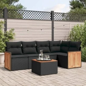 Set de sofás de jardín 6 piezas y cojines ratán sintético negro de , Conjuntos de jardín - Ref: Foro24-3227630, Precio: 382,4...