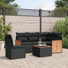 6-piece garden sofa set and black synthetic rattan cushions by , Garden sets - Ref: Foro24-3227658, Price: 382,76 €, Discount: %