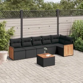 7-piece garden dining set and black synthetic rattan cushions by , Garden sets - Ref: Foro24-3227672, Price: 444,34 €, Discou...